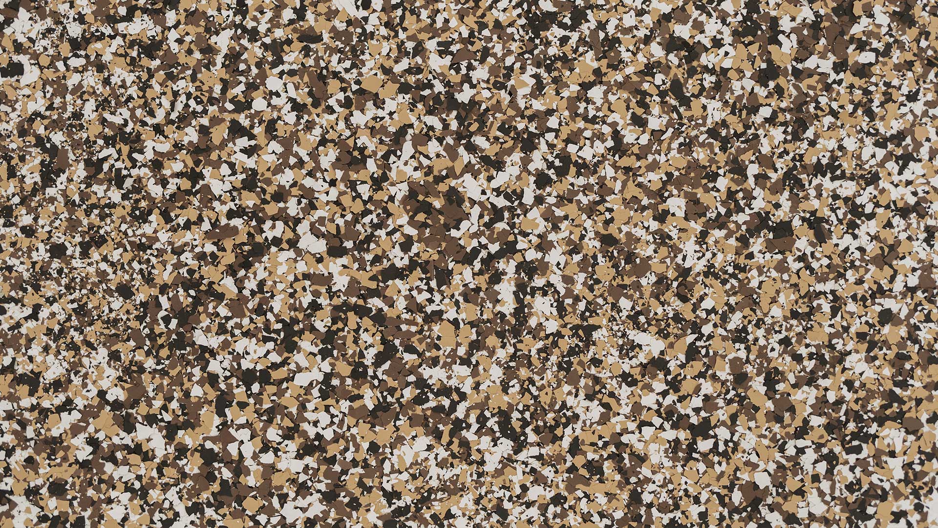 Flake flooring sample with decorative broadcast chips